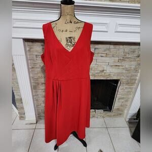 Lane Bryant Lady in Red pleated detail v neck midi dress plus size 22‎ 3X